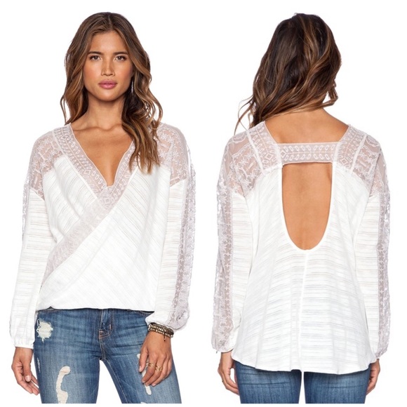 Free People Tops - SOLD White Lace Valley City Long Sleeve XS